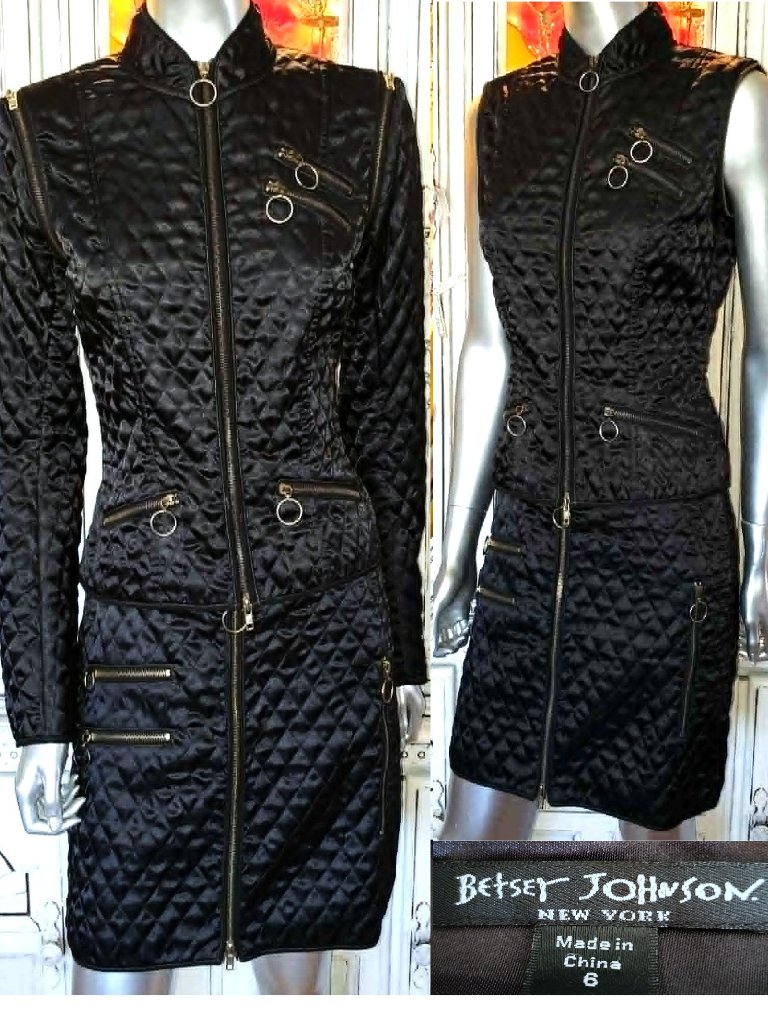 Vintage Betsey Johnson New York 90s Quilted Motorcycle Jacket / Vest Coat Skirt
